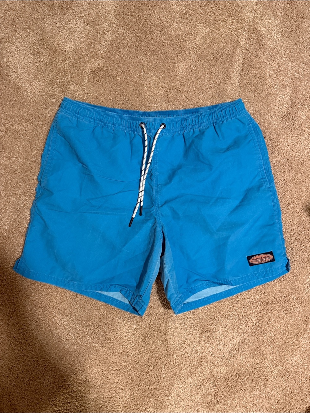 Vineyard Vines Bright Blue Men's Swim Trunks with Contrast Drawstring